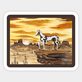 Horse overlooking the valley at sunset Sticker